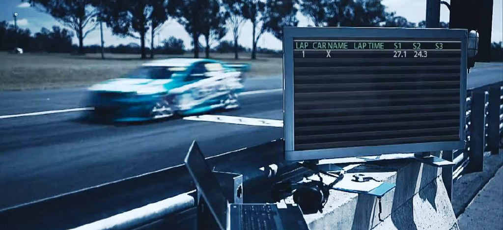 NEW RECORD: The digital Stig crossed the line for the first time at Morgan Park Raceway.